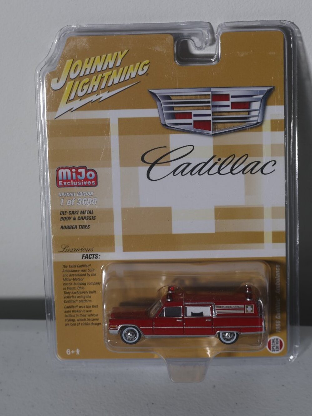 1/64 Johnny Lightning Mijo Exclusives 1966 Cadillac Ambulance Red
